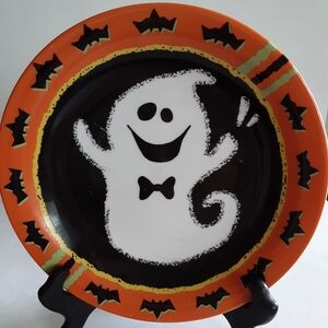 Plate. Spooky happy halloween ghost dessert, salad, decor plate.